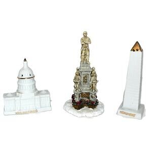 Washington DC Mini Porcelain Capitol & Monument Salt & Pepper Set w Resin Statue